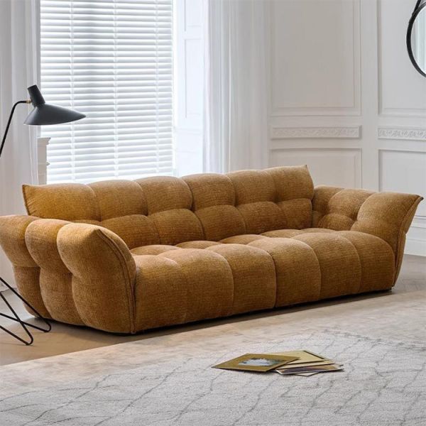 Lily Sofa Cream Style Modern Minimalist Designer Petal Light French Straight Row Living Room Fabric Sofa