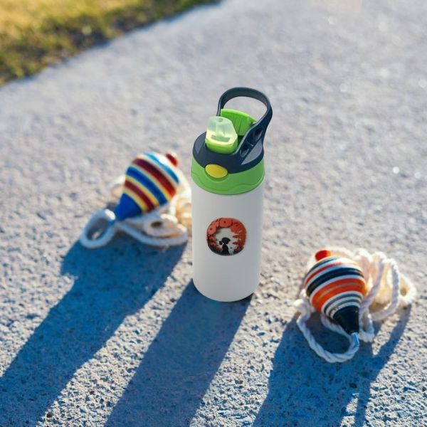 12 oz Sublimación en blanco Sippy Cup Sublimación Tumblers para niños Acero inoxidable aislado Botella de agua para niños con tapa y mango de paja a prueba de fugas