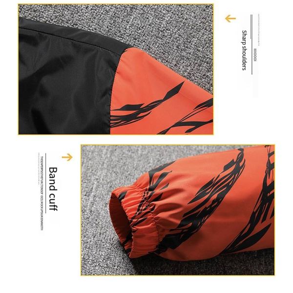 Plus Size Men's Hooded Trench Coat with Windproof Protection and 3D Print Decoration