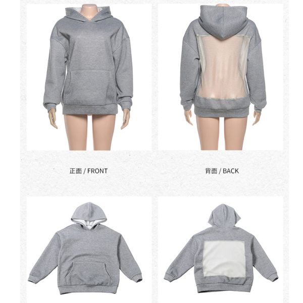 Customize Solid Rhinestone Bling Hollow Out Hoodie Backless Design Eye-Catching Must-Have Polyester/Cotton Oversized Breathable