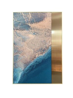 Stainless Steel Sandstone Painting Entryway Hanging Painting For Luxury Spaces