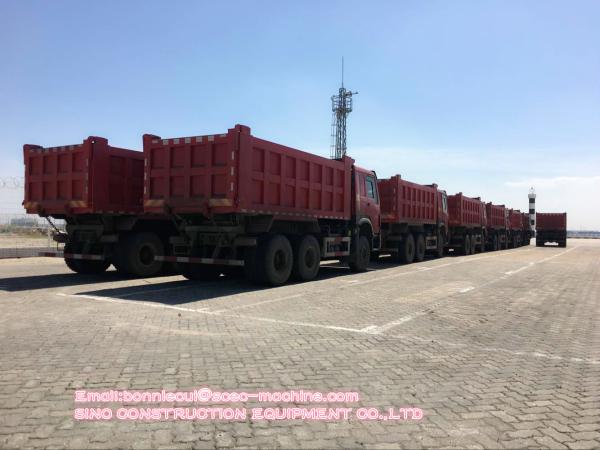 Caminhão de caminhão basculante vermelho do caminhão basculante industrial 6x4 do Euro 2 com reviravolta da plataforma do corpo