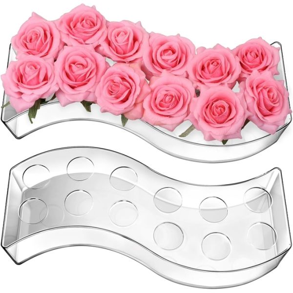 12 agujeros caja de flores acrílicas redondas soportes florales para decoración del hogar o mesa de bodas