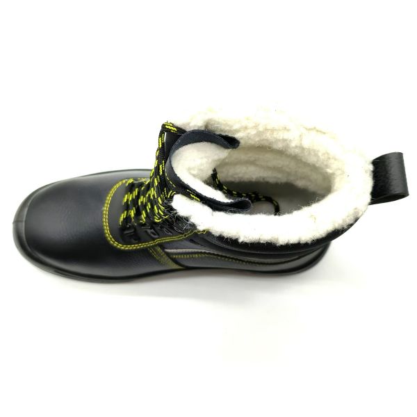 Mens Black Leather Steel Toe Boots Anti Puncture High Top Safety Boots For Winter