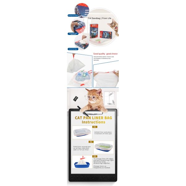 Easy Clean Up Jumbo Drawstring Scented Litter Box Liners bags For Pet Cats