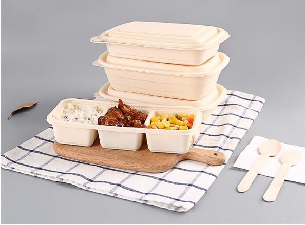 Take Away Fast Food, Compartment Packing Box, Containers, Starch Biodegradable, Environmental Lunch Meal Box