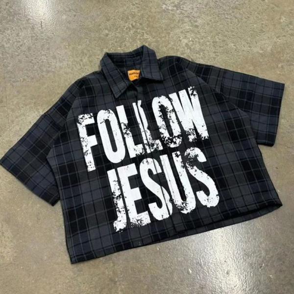 Custom Screen Print Logo Boxy Retro Tshirt Plaid Shirt Heavyweight Men's Trend Striped Printed Bottom up Polo Shirts for Men