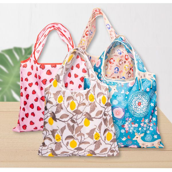 Eco Friendly Recycled Ripstop Nylon Waterproof Grocery Bags with Soft-loop Style