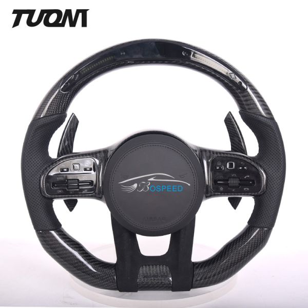LED Mercedes Car Carbon Fiber Steering Wheel W204 Amg Benz Perforated Leather