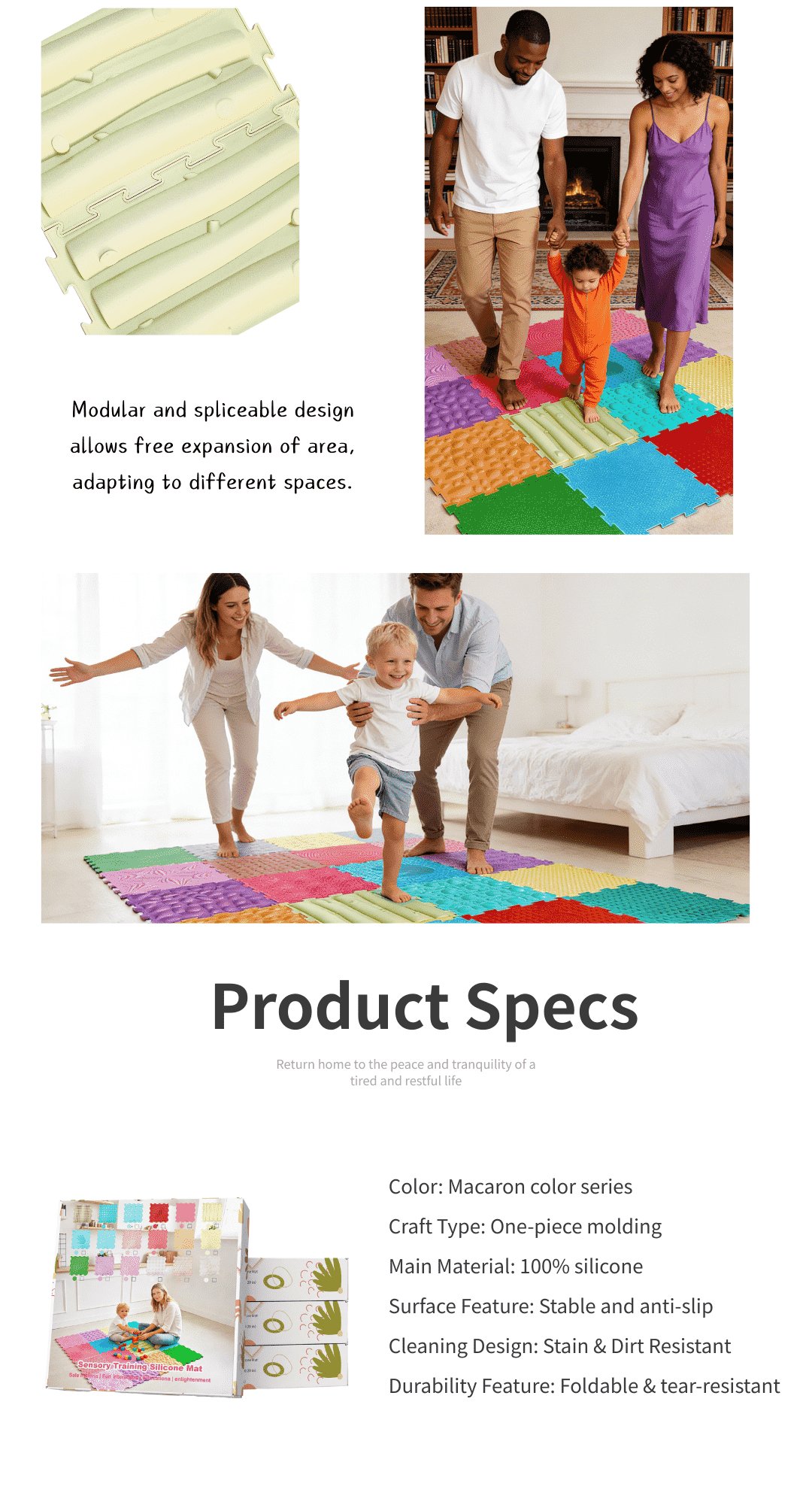 Tactile Finger Pressure Foot Massage Silicone Mat Sensory Training Balance Pad Kids Parent Child Interaction Rehabilitation