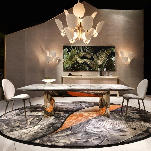 Italian Marble Luxury Style Dining Room Furniture Set Stainless Steel Leg Dining Table