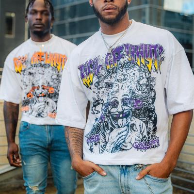 Camisa de ginástica masculina de boxy Streetwear 350 gsm Camisa de pesos pesados de imitação de pescoço