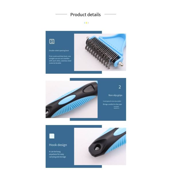 Домашние любимцы Двусторонний нержавеющая сталь завязка щетка для собак и кошек Кожа дружественный девальватор гребень