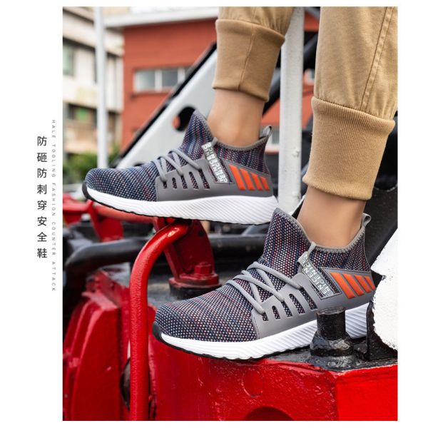 Breathable Flying Knit Work Shoes Comfortable Safety Shoes Kevlar Midsole Steel Toe EVA Sole