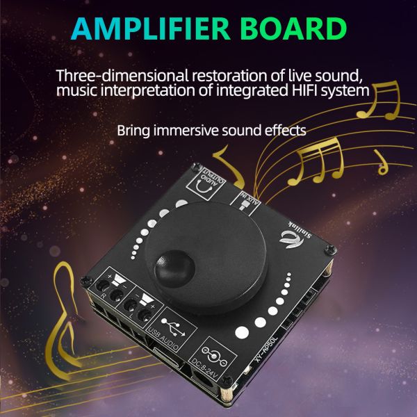 2x50W Dual Channel Speaker 3.5mm AUX Audio Stereo BT 5.0 Amp Digital HIFI Power Amplifier Board (Корпорация усилителя мощности цифрового HIFI)