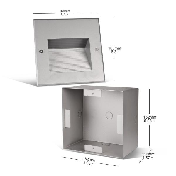 AC100~240V Stair Step Lights LED 6W COB Recessed IP65 120*120mm For Corridor LED Wall Corner Light