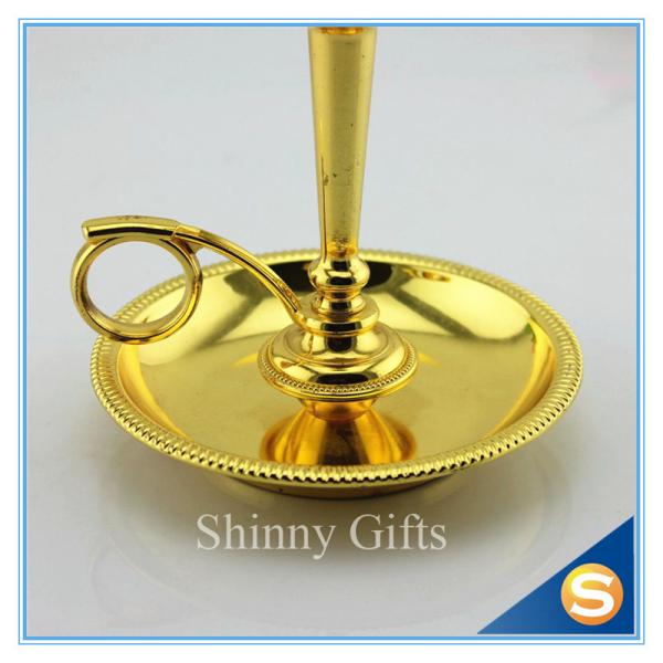 Shinny Gifts Factory Gold Plating Metal Candle holder Church Brass Candle Holder Metal Holders for Candle