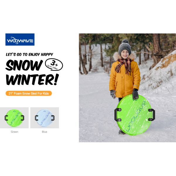 Teenagers' Round Skiing Snow Sleds with Handle Durable XPE Foam Construction