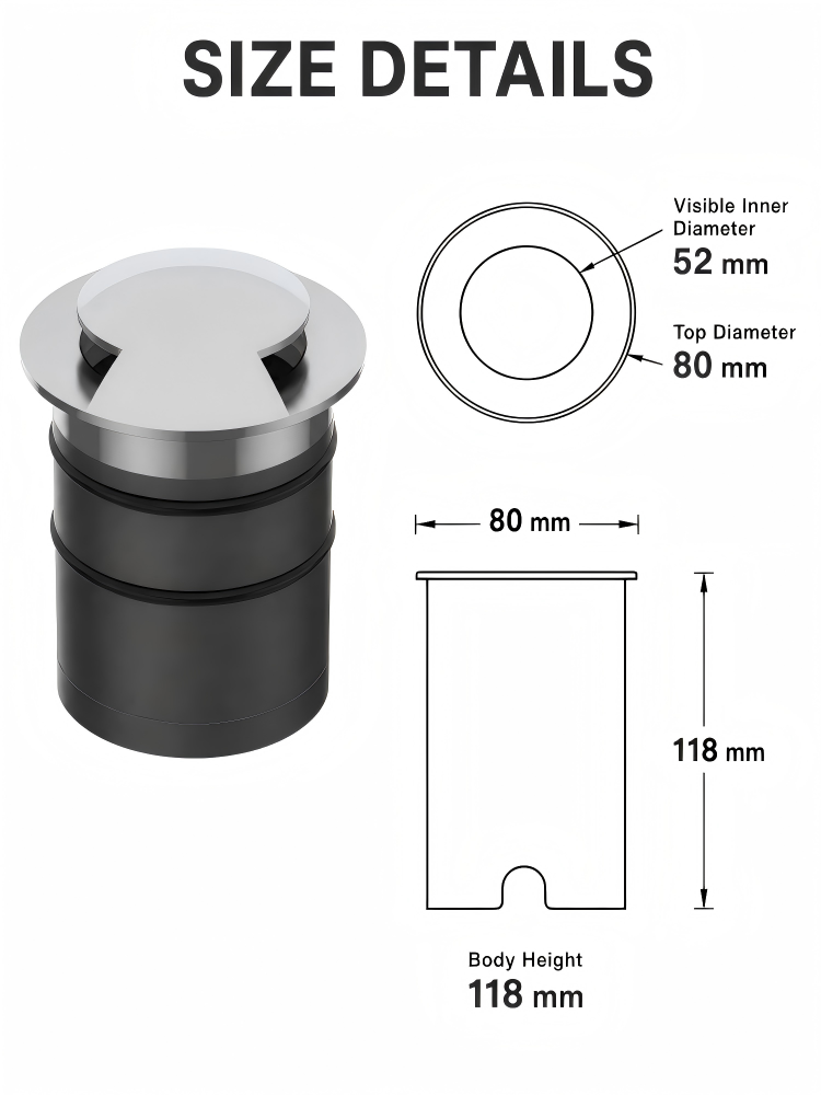 Bi Directional Ground Indicator 12W Dual Emission Recessed Step Light IP68 Waterproof - MA80-2