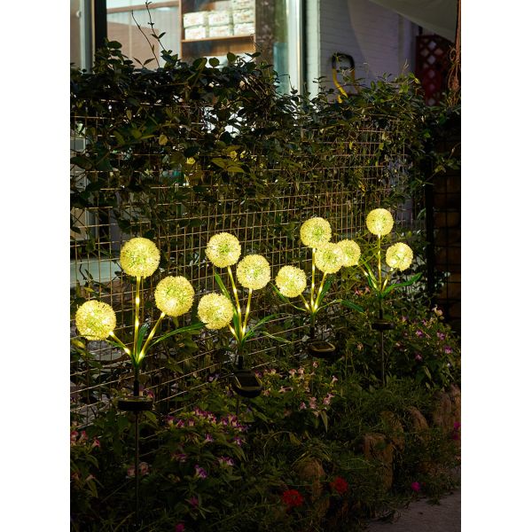 Ground Plug Triple Dandelion Solar Lawn Light for Outdoor Garden Landscape Ambient Patio