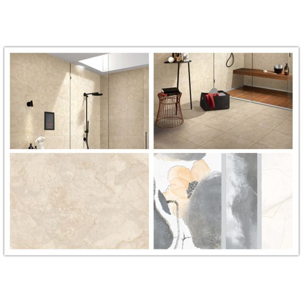 Beige Polished Porcelain Tile For Shower Walls Home Decor Indoor 400X800 mm