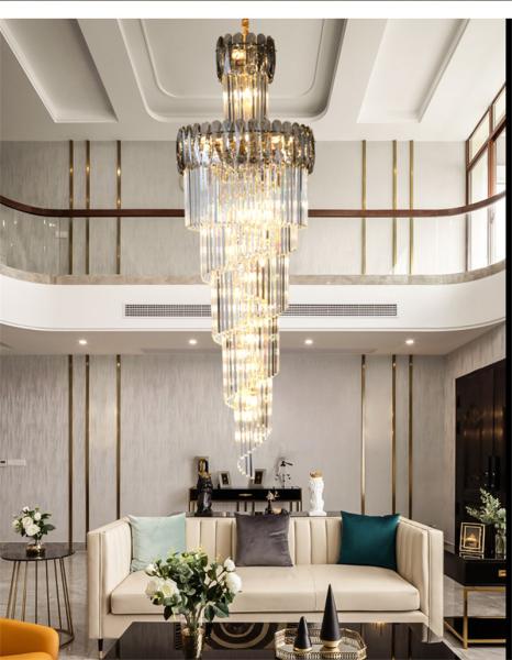 Luxury crystal chandelier for staircase spiral design modern crystal lamp(WH-NC-95)
