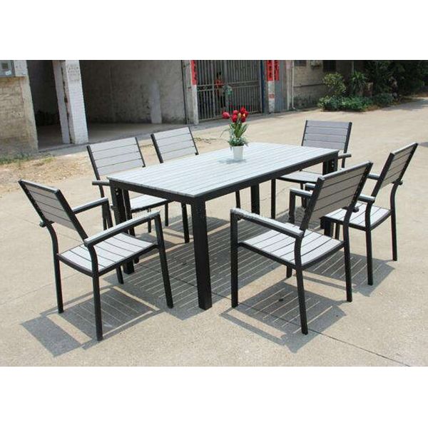 Aluminum Frame Garden Furniture 5pcs Plastic Wood Dining Sets for Outdoor Entertaining