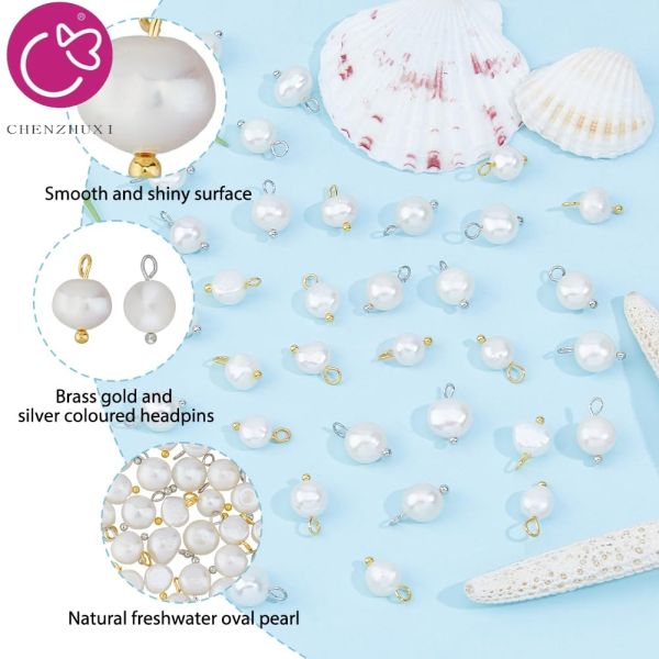 Stainless Steel Charm Pearls Pendant Pearl Charm Bracelet Necklace Earrings Jewelry Accessories
