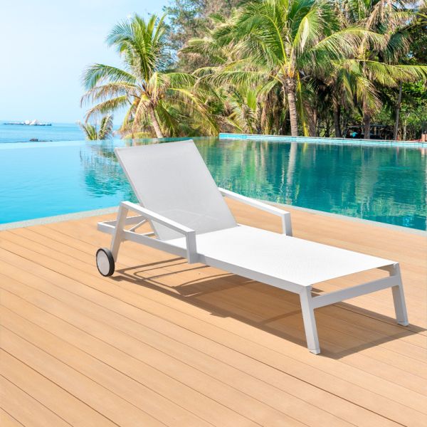 Outdoor Daybed Wicker Lounger Stretch for Garden Swimming Pool Sunbed Aluminum Daybed