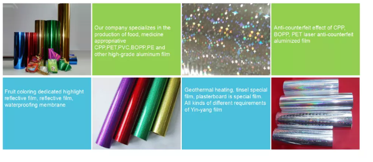 Образец бесплатный супермаркет высокоблестящая корона обработанная вакуумно металлизированная пленка BOPP