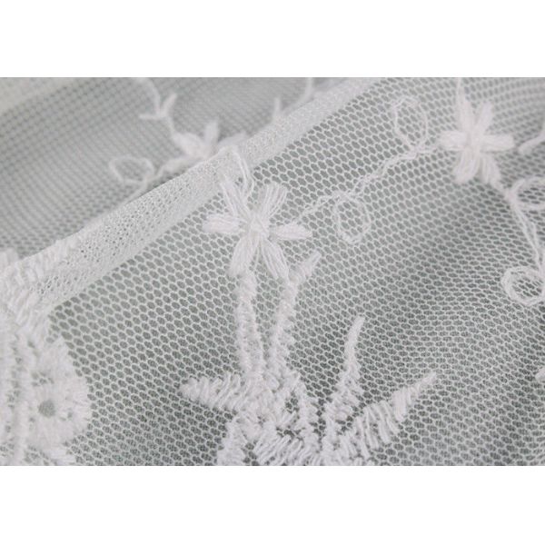 19 CM Floral Embroidered Lace Trim With Scallop Edge For Dress By OEKO - TEX