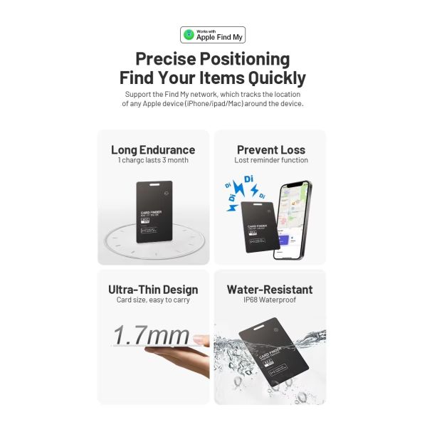Thin Find My Tag Tracker Anti Lost Smart Airtag Card GPS RFID Finder Wallet Tracker Card