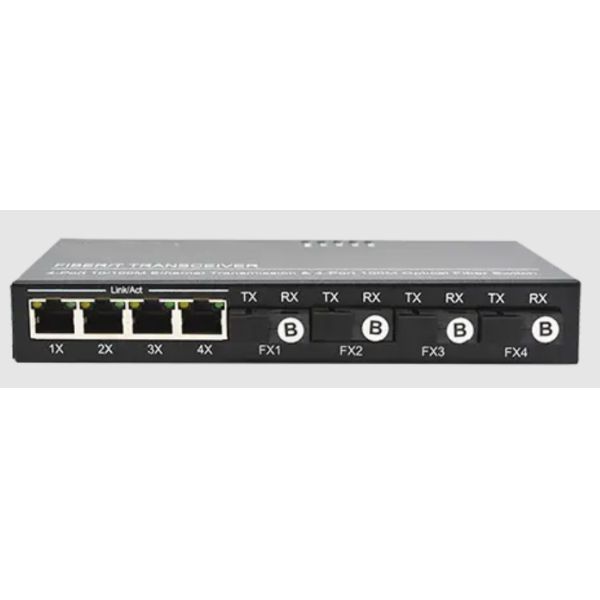 Auto MDI Ethernet Fiber Switch With 4 10/100TX Ethernet + 4 100FX Fiber Ports