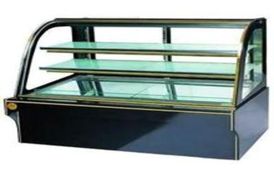 Mostra refrigerando do bolo ereto de vidro da porta