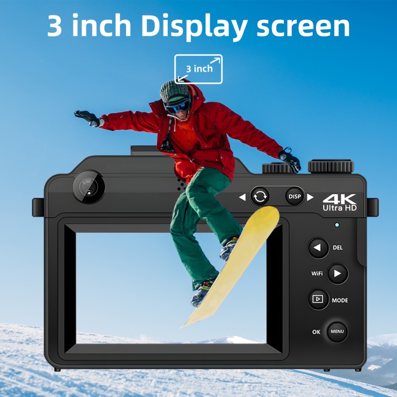 4K Vlog Photo Digital Camera Camcorder 56MP 3'' IPS Screen WiFi Digital Camera Recorder  for YouTube Vlogging