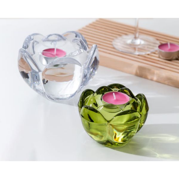 Lotus Tealight Votive Color Glass Candle Holder Machine Pressed 7cm Height