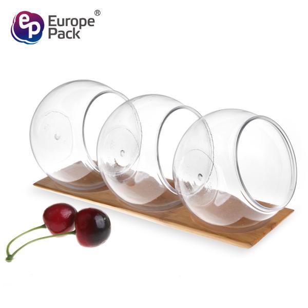 Round ball shape plastic cup dessert pudding,wholesale disposable clear plastic mini dessert cups