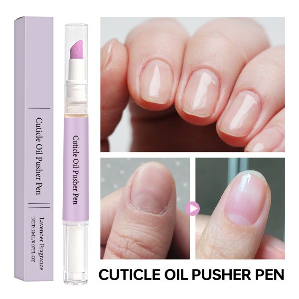 Focstar 2-in-1 Nail Care Pen with Nourishing & Gentle Exfoliation Lavender Scent Cuticle Oil Pusher Pen