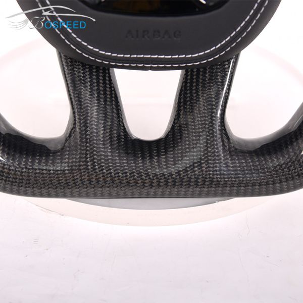 Custom White Carbon Fiber Challenger Steering Wheel Smooth Leather