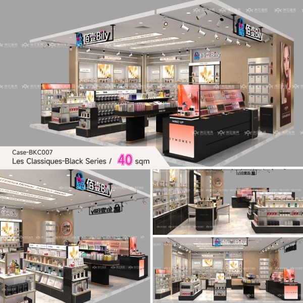 Brand Beauty Kiosk Booth Gondola Shelving Units Makeup Store Display Furniture
