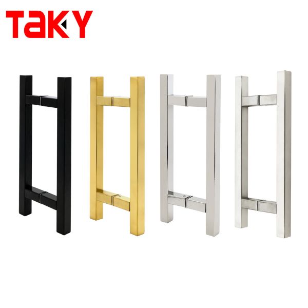 Chinese Design Style CP Finish Commercial H Handle for Frameless Sliding Shower Glass Door Pull Handles