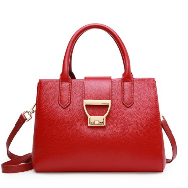 Pure Leather Tote Bags Lock Handbags for Women Cowhide Daily Bag