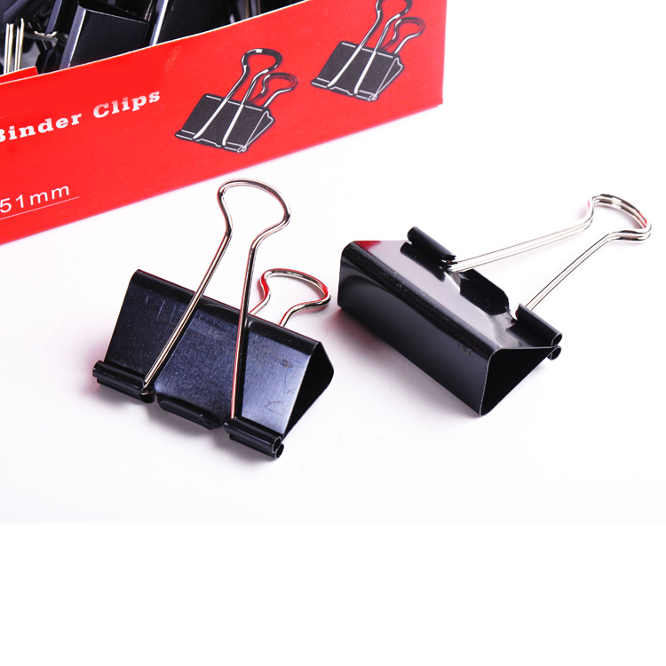 wholesale custom 12pcs metal lever cheap 51mm black binder clips
