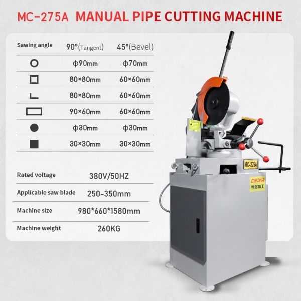 The MC-275A Manual Pipe Cutting Machine Made in Jiangsu, China Has a Smooth Cutting Surface Without Burrs