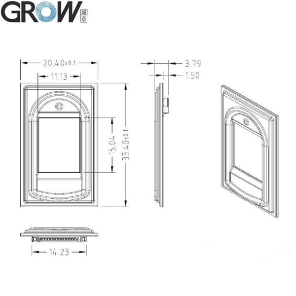 Modulo de sensor de impressão digital óptico de 1000 capacidades 20.4*33.4mm sem relógio