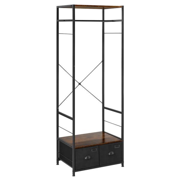 Industrial Design Open Wardrobe for Bedroom, Open Wardrobe with Fabric Drawers, Bedroom Drawer Dresser, LVT012B01
