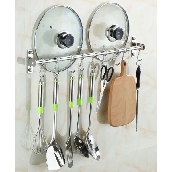 Stainless Steel 304 Wall Mounted Kitchen Shelf , Kitchen Sliding Hooks Multipurpose