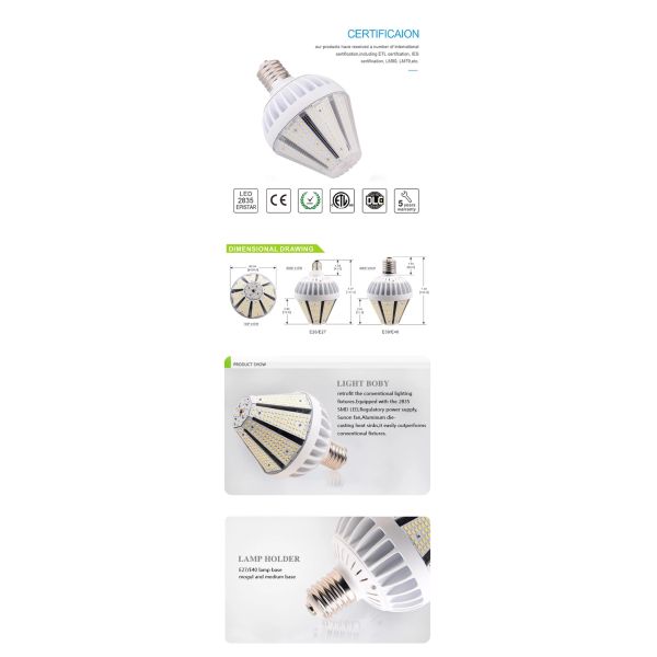 50000 Hours Working Time LED Corn Lamp for High Brightness Outdoor Lighting Solutions