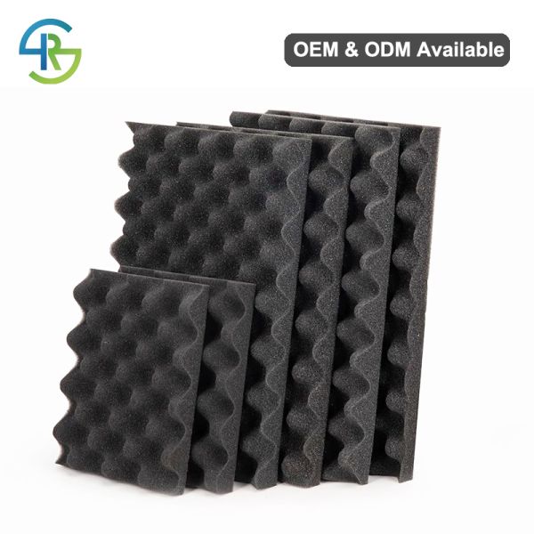 Wave Shaped Black Sound Panels Noise Cancelling Foam For Studios & Offices