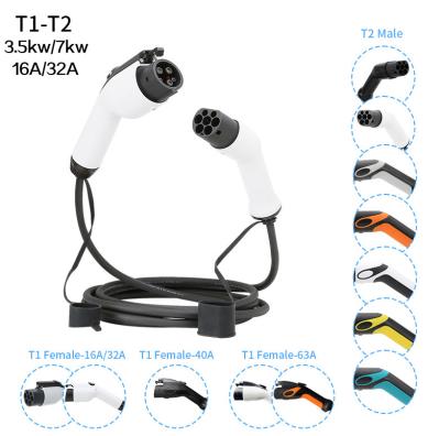 Portable 7kw 32A Saej 1772 T1-T2 EV Charger CE Electric Car Charging With Cable